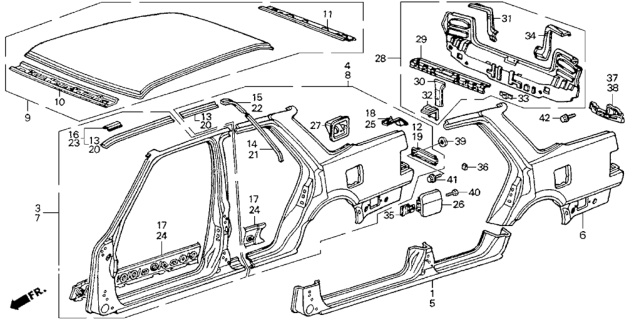 1986 Honda Accord Panel, L. Side Sill Diagram for 04641SE3A00ZZ