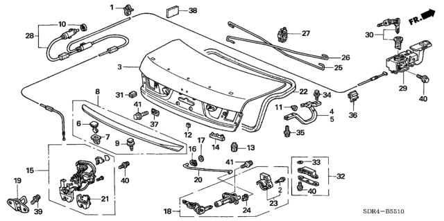 2005 Honda Accord Hybrid Cable, Trunk & Fuel Lid Diagram for 74880SDA405