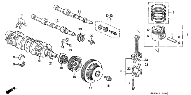 1998 Honda Accord  Pin, Piston Diagram for 13111P8AA00
