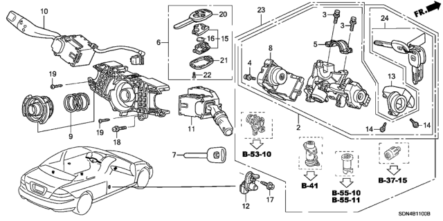 2006 Honda Accord LOCK ASSY., STEERING Diagram for 06351SDAA60