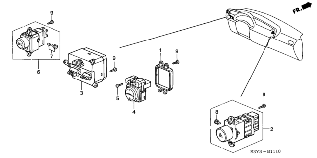2000 Honda Insight Switch Assembly, Remote Control Mirror Diagram for 35753S3Y003