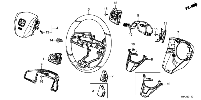 2019 Honda Civic Sub-Wire, Cable Reel Diagram for 77901TBAC10