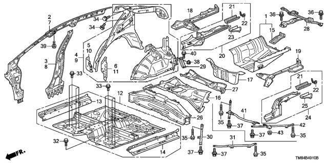 2012 Honda Insight Frame B, RR. Diagram for 65612TM8A00ZZ