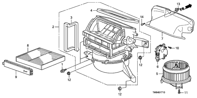 2011 Honda Insight Blower Sub-Assy. Diagram for 79305TM8A41