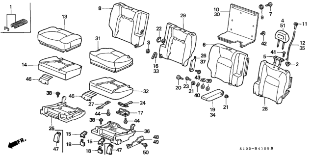 1998 Honda CR-V Guide, Headrest *NH293L* (SEAGULL GRAY) Diagram for 81144SH3003YA