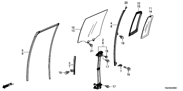 2023 Honda Pilot Sash, L. RR. Door Quarter Diagram for 72771T6ZA11