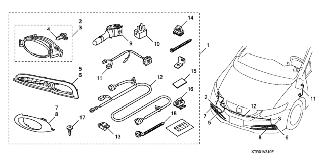 2014 Honda Civic  Switch Assembly, Lighting & Turn Signal Diagram for 35255T2AC12