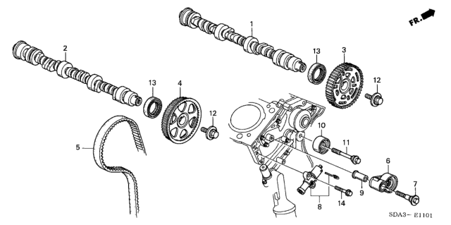 2003 Honda Accord Pulley, Front Timing Belt Driven Diagram for 14260RCAA01