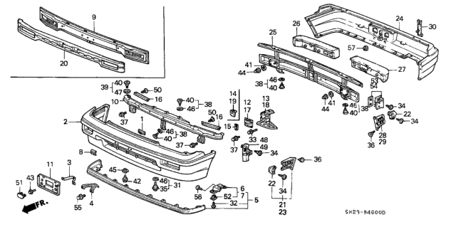 1990 Honda CRX Bracket, FR. License Plate Diagram for 71106SH2A02