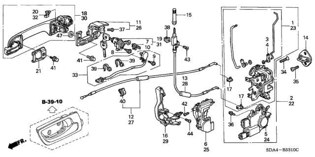 2003 Honda Accord  Handle Assembly, Right Front Door (Outer) (Noble Green Pearl) Diagram for 72140SDAA21ZC