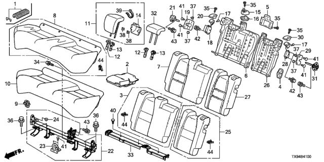 2013 Honda Fit EV  Pad, RR. Seat Cushion Diagram for 82137TX9A01