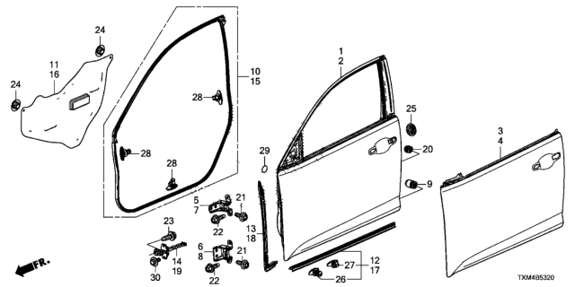 2021 Honda Insight  SKIN SET L, FR. DOOR Diagram for 67151TXM315ZZ