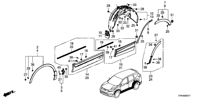 2021 Honda CR-V Hybrid Garnish Assy., R. RR. Door (Lower) Diagram for 75313TLAA01