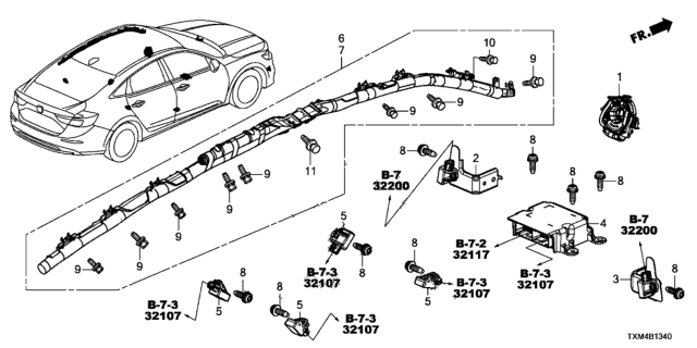 2019 Honda Insight  Reel Assembly, Cable Diagram for 77900TVAA11