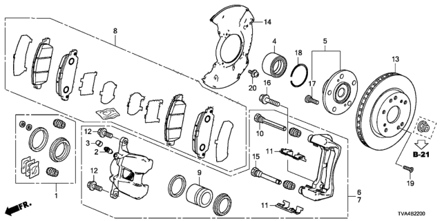 2019 Honda Accord Splash Guard, Front Diagram for 45255TVAA10