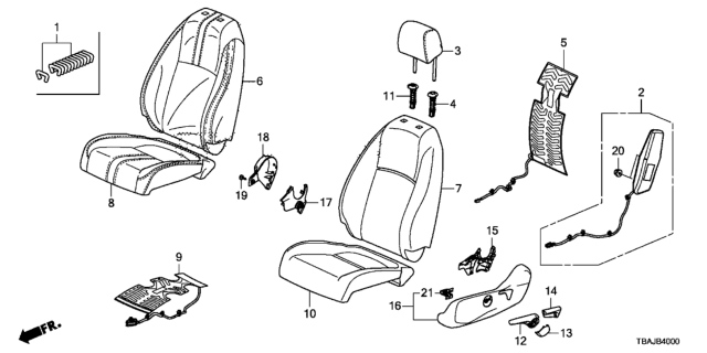 2018 Honda Civic  Cover, Left Front Seat Cushion Trim (Cashmere Ivory) Diagram for 81531TEGA31ZA
