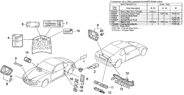 1993 Honda Prelude  Emblem, Front Center (H Mark) Diagram for 75700SS0000