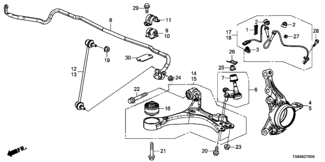 2013 Honda Civic Nut, Arm (Lower) (12MM) Diagram for 90363S47000