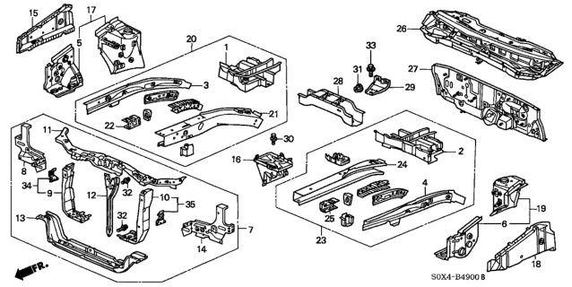 2002 Honda Odyssey Extension Set, L. FR. Side Diagram for 04615S0XA01ZZ