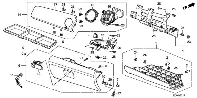 2009 Honda Pilot  Panel, Passenger (Upper) *B168L* (SKYLINE BLUE) Diagram for 77555SZAA01ZA