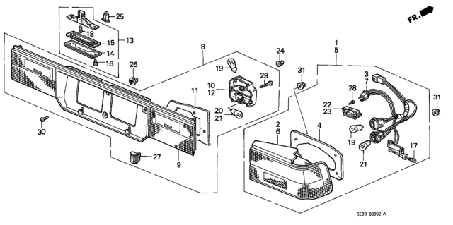 1989 Honda Accord Wire, R. Diagram for 33502SE3A02