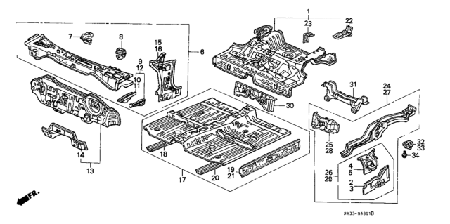 1989 Honda Civic Floor, FR. Diagram for 65100SH0A12ZZ