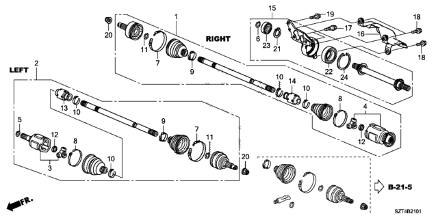 2011 Honda CR-Z  Shaft Assembly, Half Diagram for 44500SZTG00