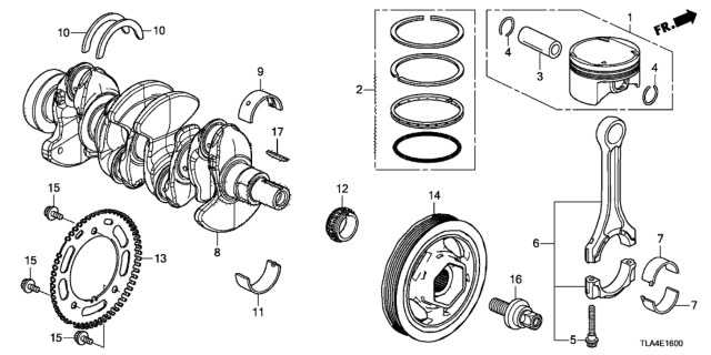 2017 Honda CR-V Bearing A, Main LWR Diagram for 133415R0004