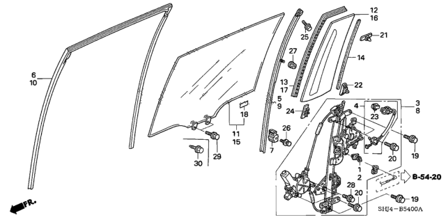 2005 Honda Odyssey Channel, Passenger Side Door Run Slide Diagram for 72735SHJA01