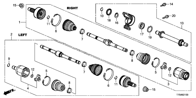 2018 Honda HR-V  Set, Inboard Joint Diagram for 44310T7W305