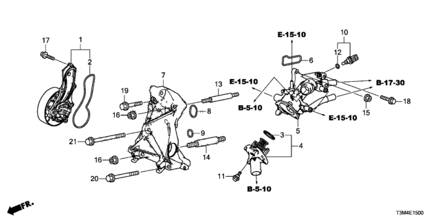 2017 Honda Accord O-Ring, Water Pass Diagram for 194115A2A00