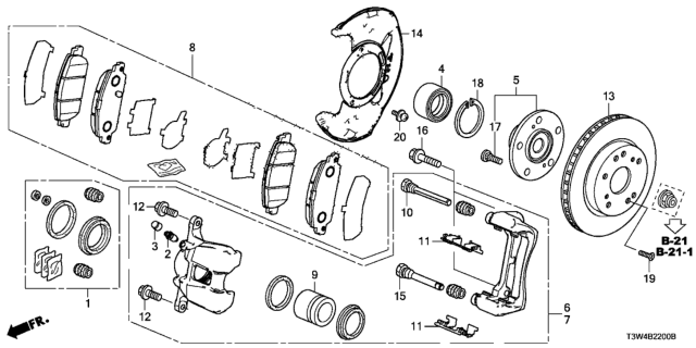 2014 Honda Accord Hybrid  Pad Set, Front Diagram for 45022T3ZA01