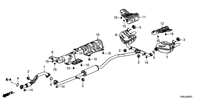 2021 Honda Civic  Muffler, Passenger Side Exhuast Diagram for 18307TBCA71