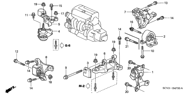 2006 Honda Element Rubber Assy., Transmission Mounting (MT) Diagram for 50805SCVA01