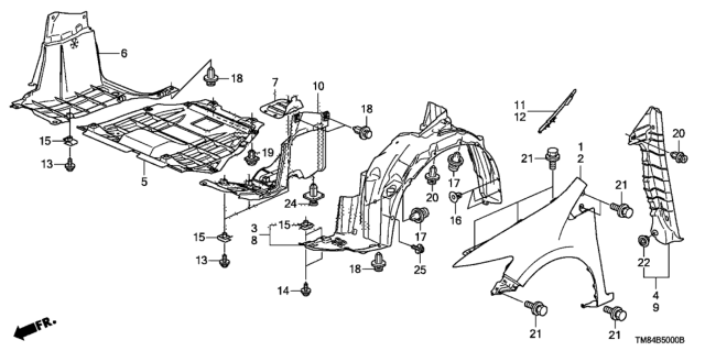 2013 Honda Insight  Cover, Engine (Lower) Diagram for 74111TM8A10