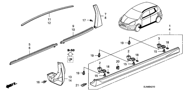 2008 Honda Fit  Stay A, Side Sill Garnish Diagram for 71804SAA003