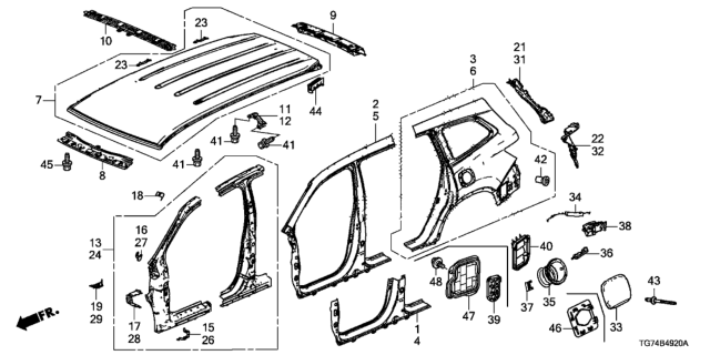 2021 Honda Pilot COVER, R. PANEL (OUTER) Diagram for 75451TG7A00