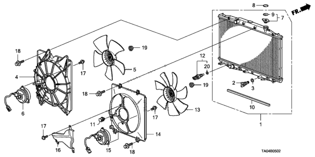2010 Honda Accord  Protector, Fan Motor Diagram for 38619RKB013