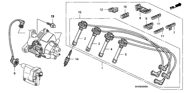 1997 Honda Accord  Clamp A Assy., Ignition Wire Diagram for 32764P0JA02