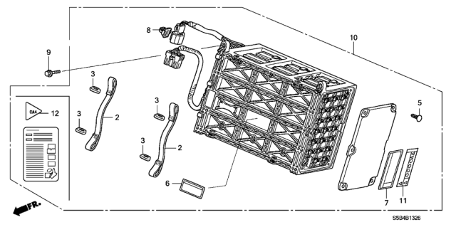 2004 Honda Civic Label, Battery Caution Diagram for 1K842PZAA00