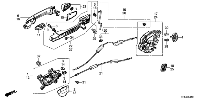 2013 Honda Civic  Cable, Rear Door Lock Diagram for 72633TR0A01