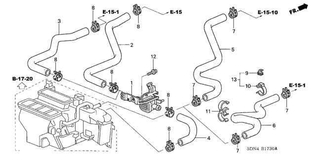 2005 Honda Accord  Hose A, Water Inlet Diagram for 79721SDAA00
