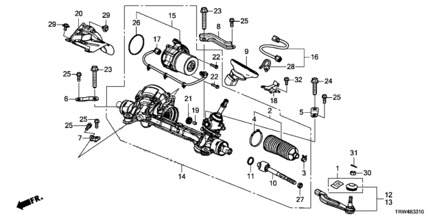 2020 Honda Clarity Plug-In Hybrid  Stiff, RR. Diagram for 53470TRTA00