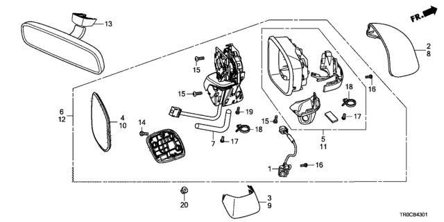 2015 Honda Civic Cover, L. Base Diagram for 76252TR0A01