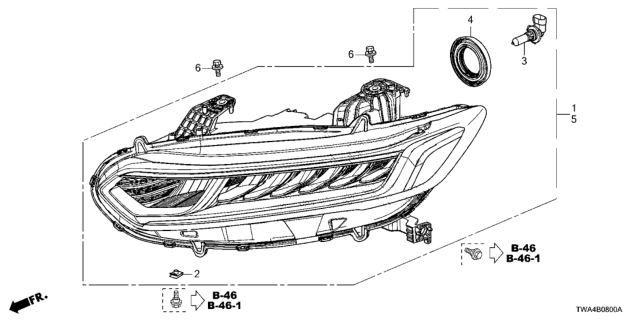 2018 Honda Accord Hybrid  Headlight Assembly, Passenger Side Diagram for 33100TVAA51