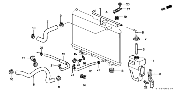 1999 Honda CR-V Hose, Reserve Tank Diagram for 19103P72000