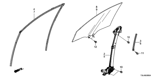 2014 Honda Accord Channel, Left Front Door Run Diagram for 72275T3LA01