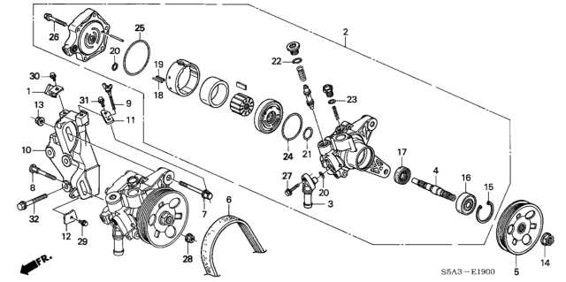 2003 Honda Civic  Shaft, Power Steering Pump Drive Diagram for 56141PLA003