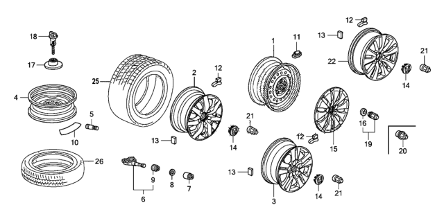 2008 Honda Accord Nut, Tpms Valve Diagram for 42754STKA01