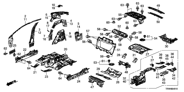 2018 Honda Clarity Plug-In Hybrid  Crossmember Comp, RR. Diagram for 66540TRVA00ZZ
